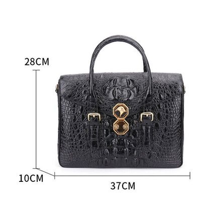 Crocodile Alligator Skin Men's Business Briefcase, Desinger Eagle Head Handbags