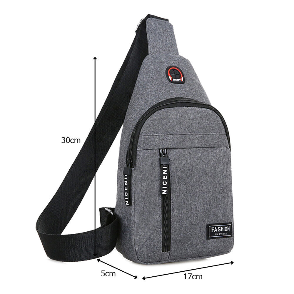 Fashion Shoulder Bag Chest Pack Canvas USB Charging Crossbody Handbag Waist Pack
