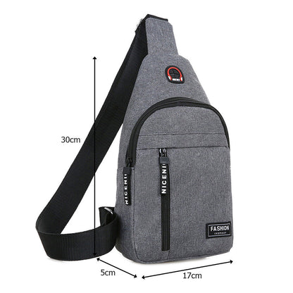 Fashion Shoulder Bag Chest Pack Canvas USB Charging Crossbody Handbag Waist Pack