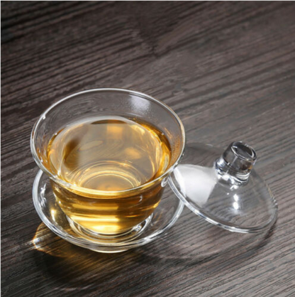 100ml glass gaiwan clear color promotions tea cup bowl with coaster lid tureen