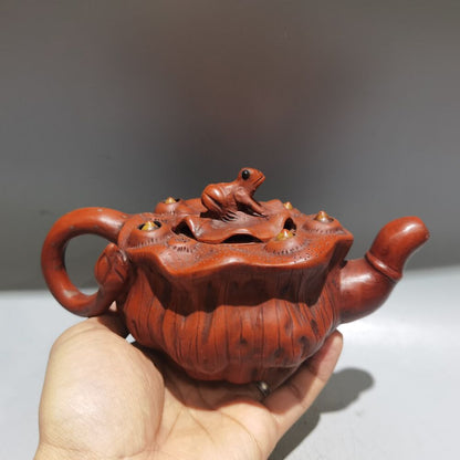 Vintage Chinese Yixing Purple Clay Teapot Zisha Ceramic Nice Frog Lotus Teaware