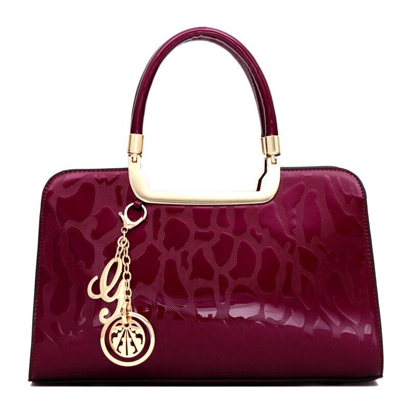 Leather Tote Bag Simple Stone Pattern Women's Handbag