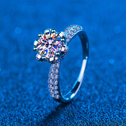 Certified 5 Carat Diamond Engagement Ring Women 14K White Gold Sterling Silver