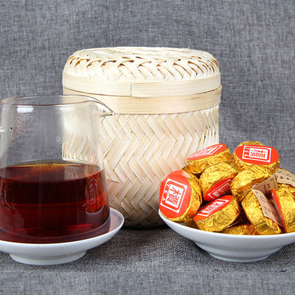 Puerh Tea Bamboo Basket Small Golden Cake 500g Mature Puer Top Grade Premium-