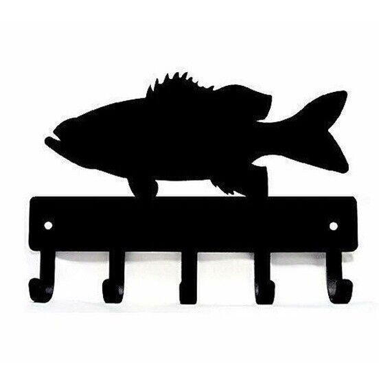 Bass Fish Key Rack Hanger Wall Mounted Hook Up Iron Wall Stickers Wall Art Home