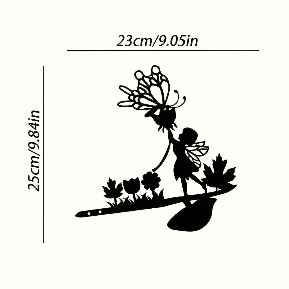 Mushroom Fairy Wall Decoration, Metal Wall Art Tree Trunk Decoration Wooden Post
