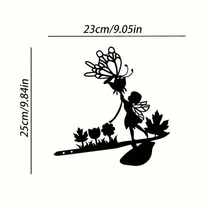 Mushroom Fairy Wall Decoration, Metal Wall Art Tree Trunk Decoration Wooden Post