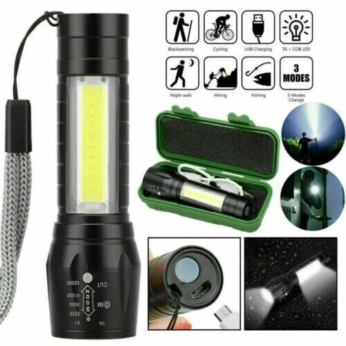 3 Linternas Alta Potencia Batería Poderoso Linterna Camp Recargable LED Tactica