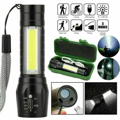 3 Linternas Alta Potencia Batería Poderoso Linterna Camp Recargable LED Tactica