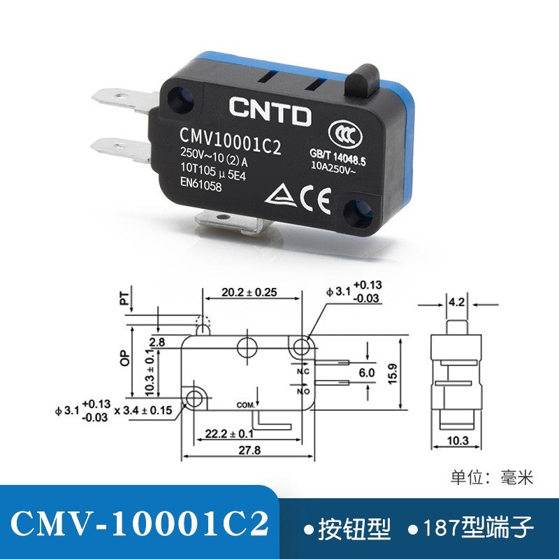 20pcs CNTD Limit Switch CMV10 Micro Button Long Handle Open Limit Sensor Roller