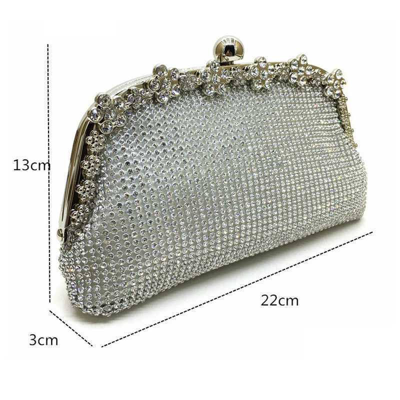 Chain Evening Bag Silver Wedding Bags Bride Women Party Handbag Clutch