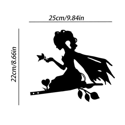 Elf Princess On Branch Steel Silhouette Metal Wall Art Home Garden Yard