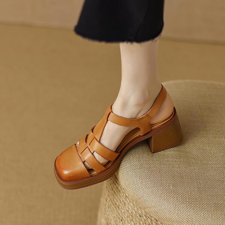 Party Sandals Thick-soled Toe Sandals High-heeled Woven Roman Shoes Women