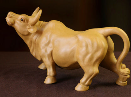 chinese yixing zisha tea pet OX decoration Cattle Yellow Duan Clay mascot cow