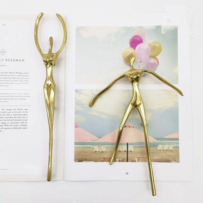 Drawer Handles Creative Ballet Dancer Brass Thinker Shape Wardrobe Cabinet Pulls
