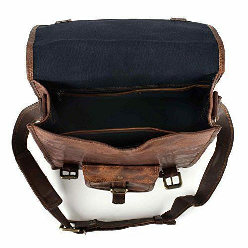 New 18" Brown Vintage Leather Men's Laptop Bag LARGE Satchel Messenger Briefcase