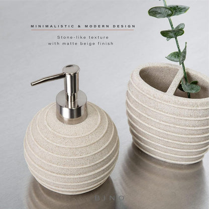 Bathroom Accessories Set Soap Dispenser Toothbrush Holder Tumbler Decor 3 Pcs