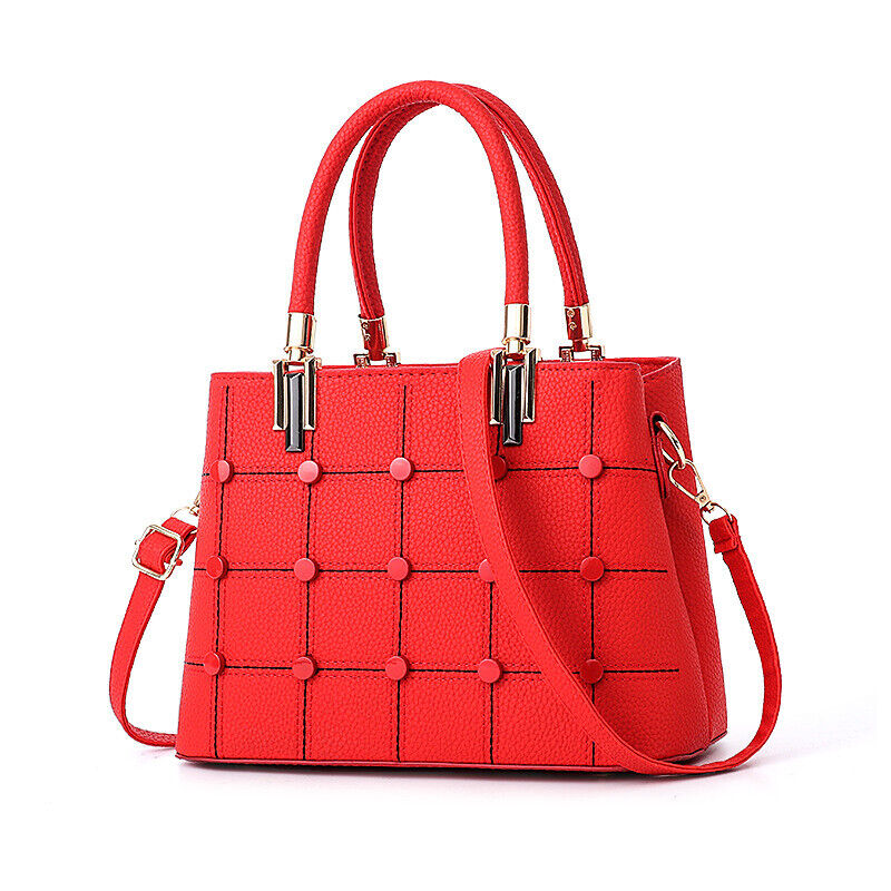 Fashion Women Lady PU Leather Handbag Rivet Purse Shoulder Satchel Messenger Bag