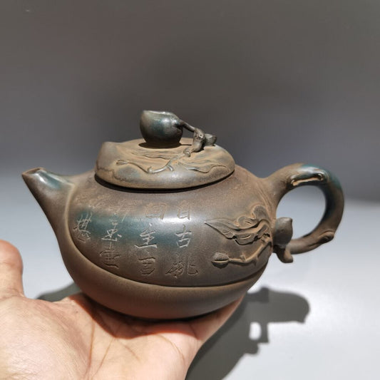 vintage China yixing purple clay teapot zisha ceremony ceramic peach teaware art