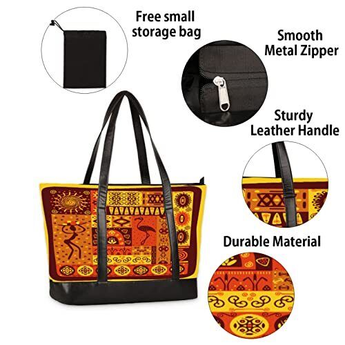 Laptop Tote Bag for Women 15.6 inch African Print Large Capacity Multi