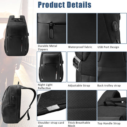 Men Backpack USB Charging Waterproof Laptop Shoulder Bag Travel School Rucksack