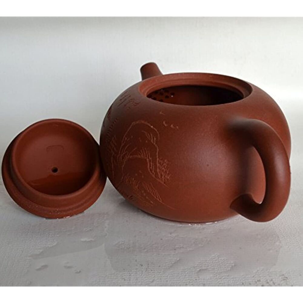 Teapot 9.5oz Chinese Yixing Xishi Tea Pots Handmade Zisha Genuine Clay Pig Lid