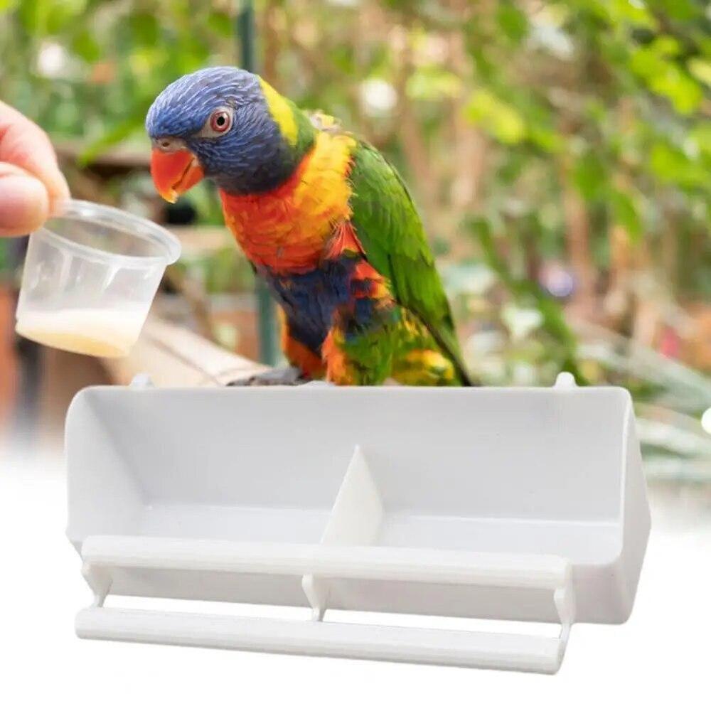 2 Cup Twin Bird Seeds Hanging Dispenser Budgie Canary Feeder Perch Water Double