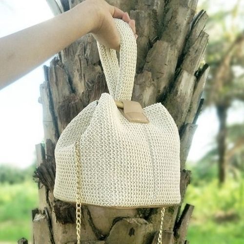 Straw Bag Beach Pouch Crossbody Handbag Vintage Handmade Knitted Shoulder Bags