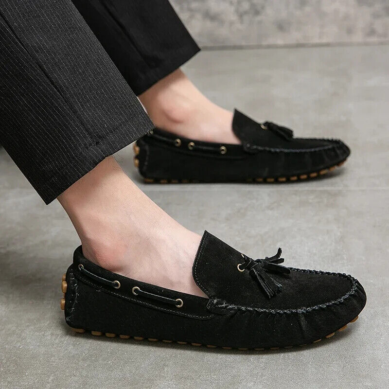 Men Loafers Spring Autumn Genuine Leather Shoes Men Warm Flats Driving Shoes