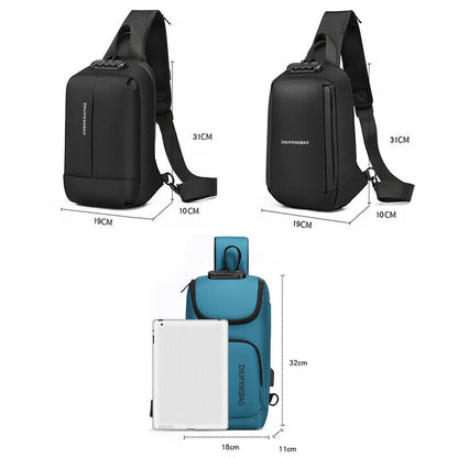 Waterproof Chest Bag Men Anti-theft USB Charging Crossbody Shoulder Bags Travel