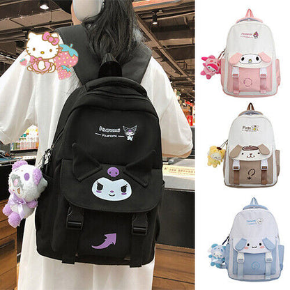 My Melody Kuromi Cinnamoroll Backpack Student Schoolbag Travel Computer Bag Gift