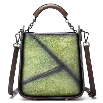 Designer Women's Genuine Leather Retro Handbags Deer Embossed Sling Shoulder Bag