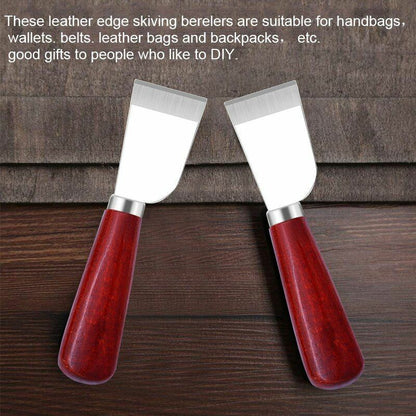 Professional Leather Cutting Knife Wooden Handle 16.5x3.5cm Skiving Leathercraft