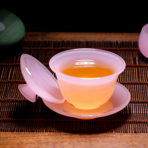 Hibiscus Jade Tea Bowl Porcelain Glazed Glass Jade Kung Fu Tea Set Tureen Bowls
