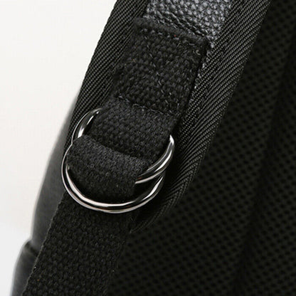 Top Cow Leather Black Men's bag, Soft Leather Large Capacity Backpack Travel Bag