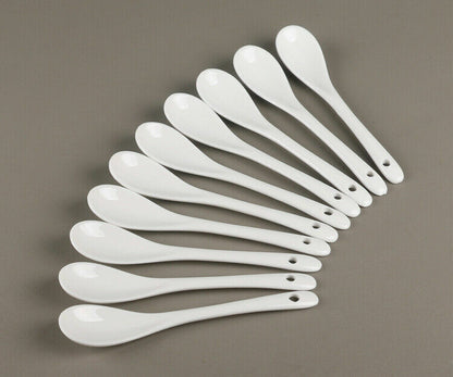 10Pcs 5 Inch Porcelain Ceramic Spoon Coffee Tea Cup Mug Latte Sugar Dessert