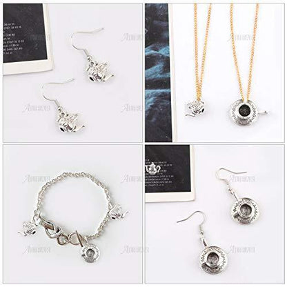 AUEAR, 40 Pack Teapot Tea Cup Charm Pendant Coffee Mug Charms for