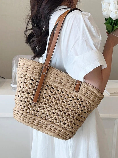 Summer Straw Beach Tote Bags for Women Handbag Basket Shoulder Bag