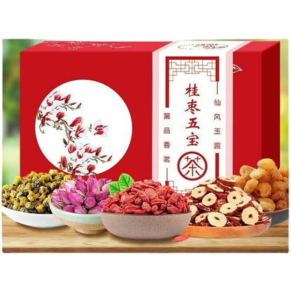 120g Ecology Herbal Tea Guiyuang Gouqi Date Meigui Juhua Cha Five Treasure Tea