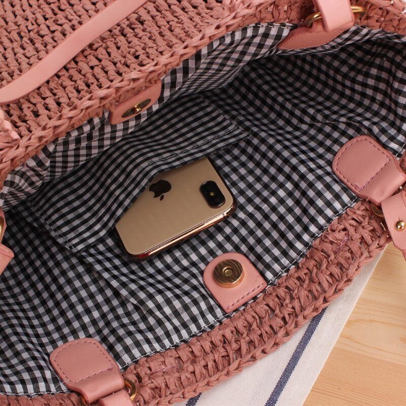 Straw Women Shoulder Bags Woven Handbags Rattan Summer Beach Bag Tote Lady