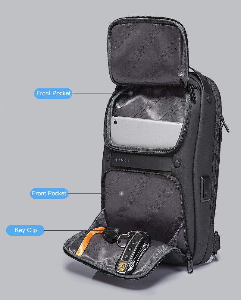 Charging Port Water Resistant Chest Pack Sling Bag Crossbody Backpack Business