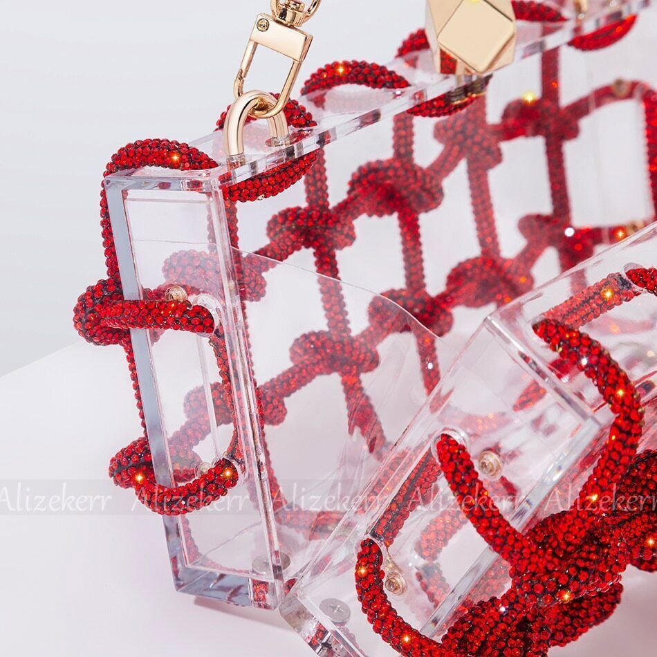Clutch Bags Women Woven Rope Rhinestone Purses And Handbags Wedding Party