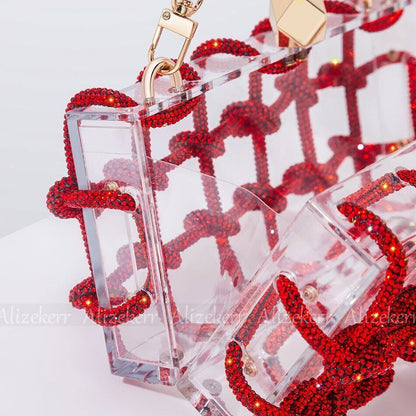 Clutch Bags Women Woven Rope Rhinestone Purses And Handbags Wedding Party