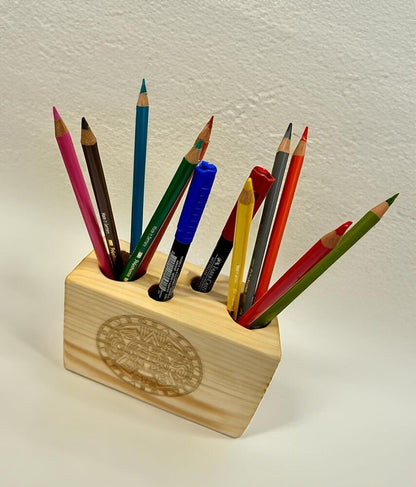 Pine Wood 4-Hole Desk Caddy Storage Organiser Pen Pencil Holder Office Decor