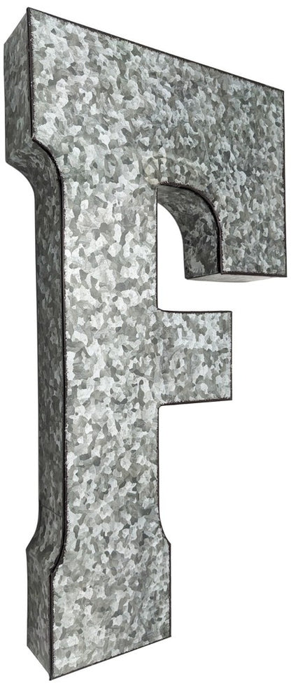 Huge 20" Metal Letter Hanging Wall Décor, Galvanized Metal with Rusted Edges