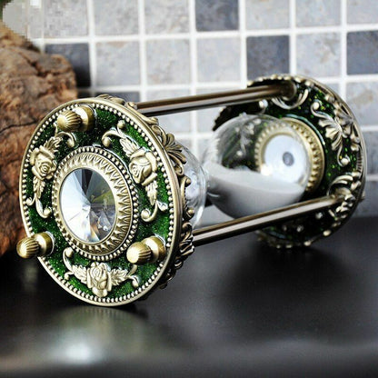 Hourglass 30 Minutes Timer Vintage Metal Inlaid Crystal Home Ornament 9.5x20.5cm