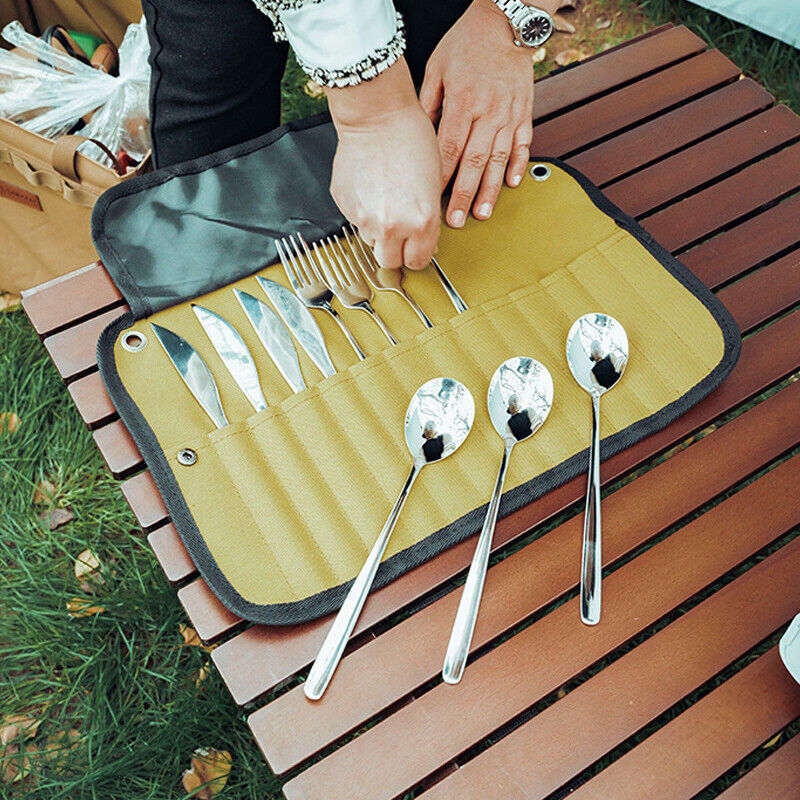 Foldable Outdoor Camping Cutlery Storage Bag Chef Knife Bag Roll Bag Carry Case