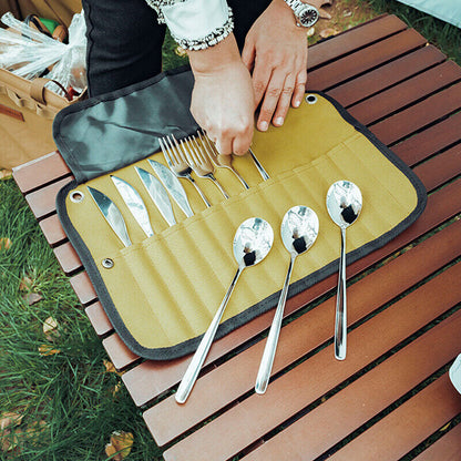 Foldable Outdoor Camping Cutlery Storage Bag Chef Knife Bag Roll Bag Carry Case