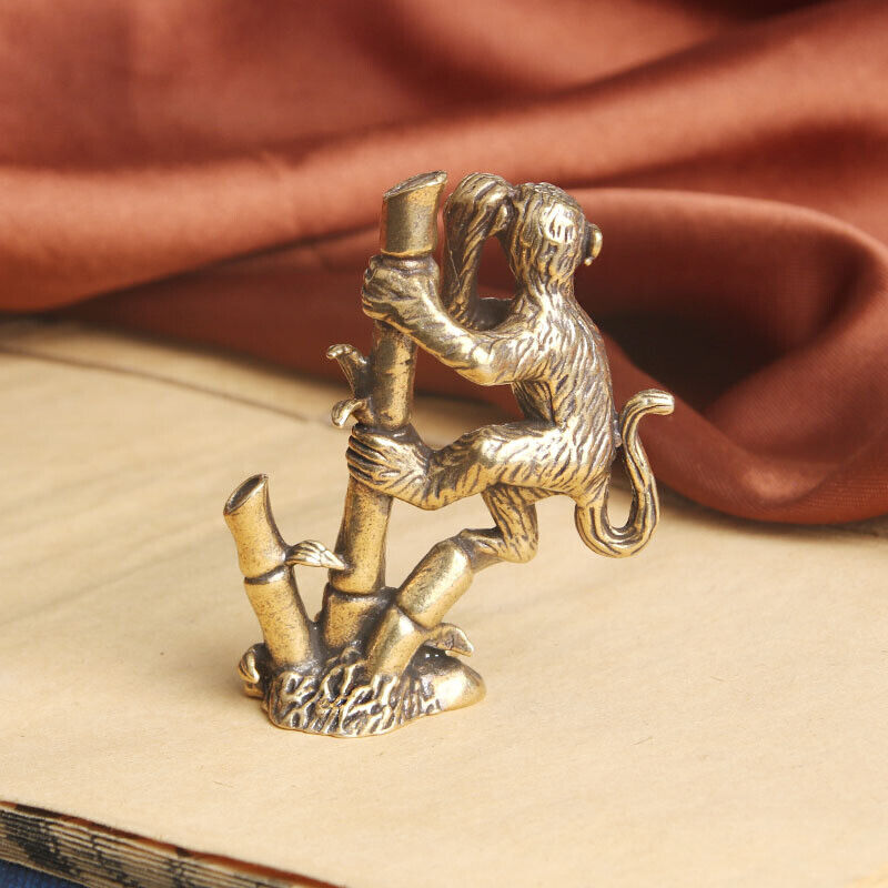 Solid Brass Monkey Figurine Statue Home Ornaments Animal Figurines Gift