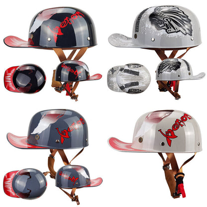 Retro Motorcycle Helmet Motorcycle Half Helmet Baseball Cap for Men Women Gift